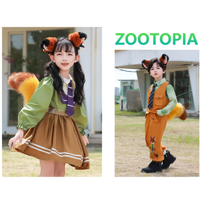 QTakasi cosplay costume Nick Wilde cosplay fox dress Judy zootopia