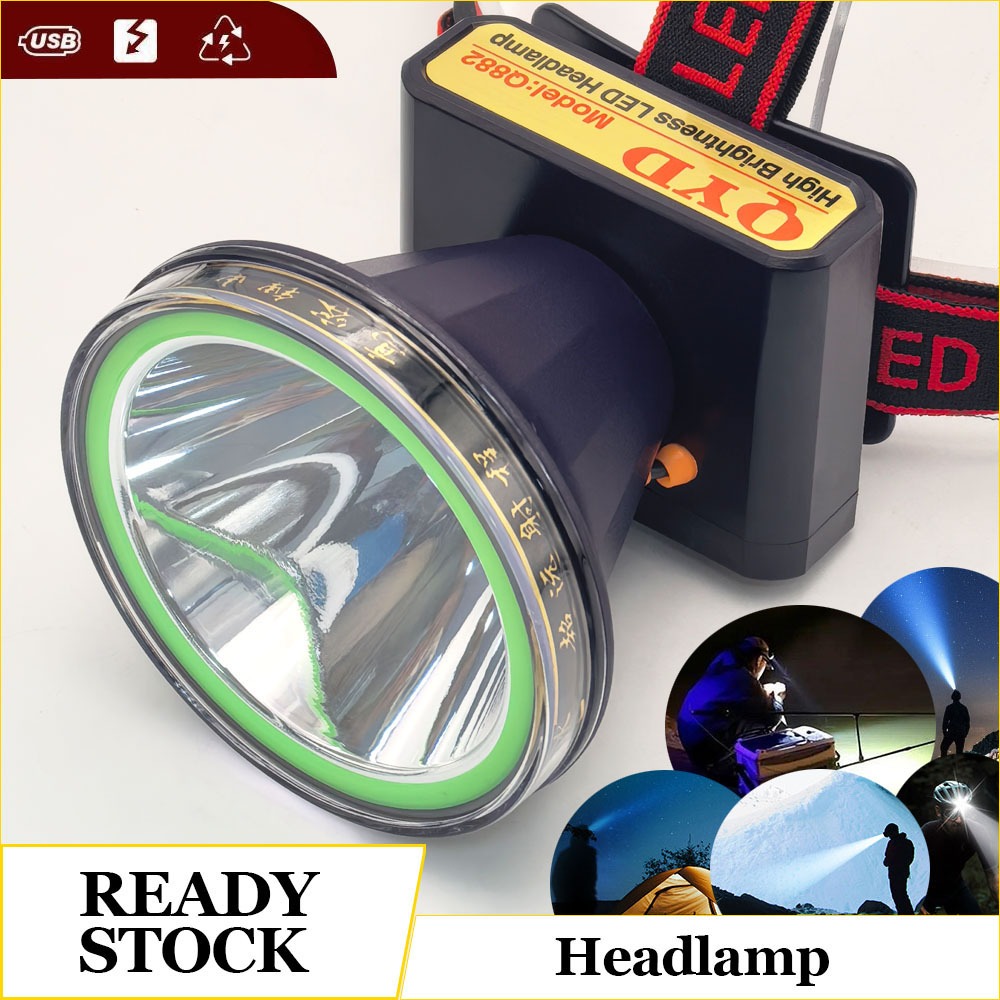 QYD Q882 LED Senter Kepala Headlamp Super Terang Outdoor Camping Berburu Hiking Lampu Senter Kepala 