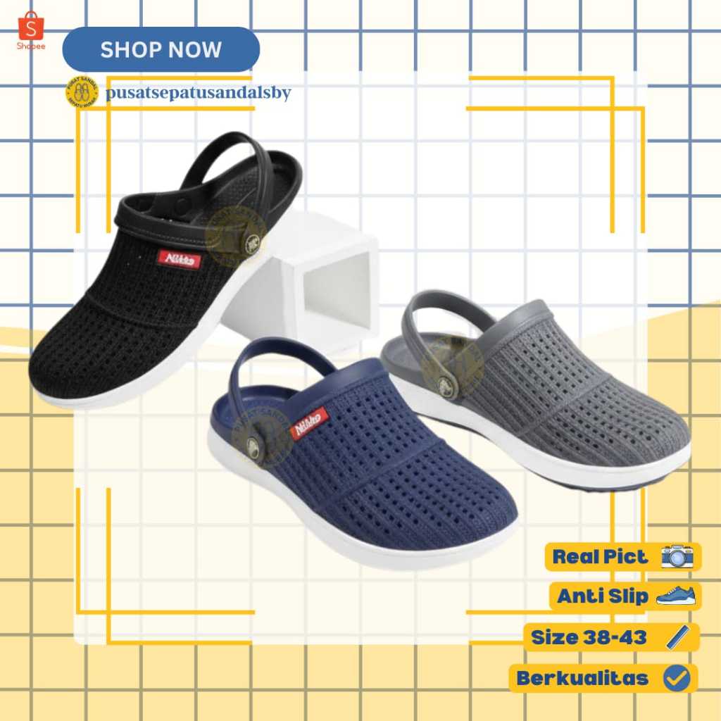 Sandal bakpao NIKKO 8151 / 8153 cek nikko 8155 model terbaru SEPATU PRIA SLOP SANDAL PRIA DEWASA SAN