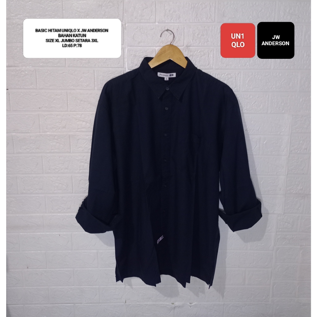KEMEJA BASIC HITAM UNIQLO X JW ANDERSON SIZE 3XL