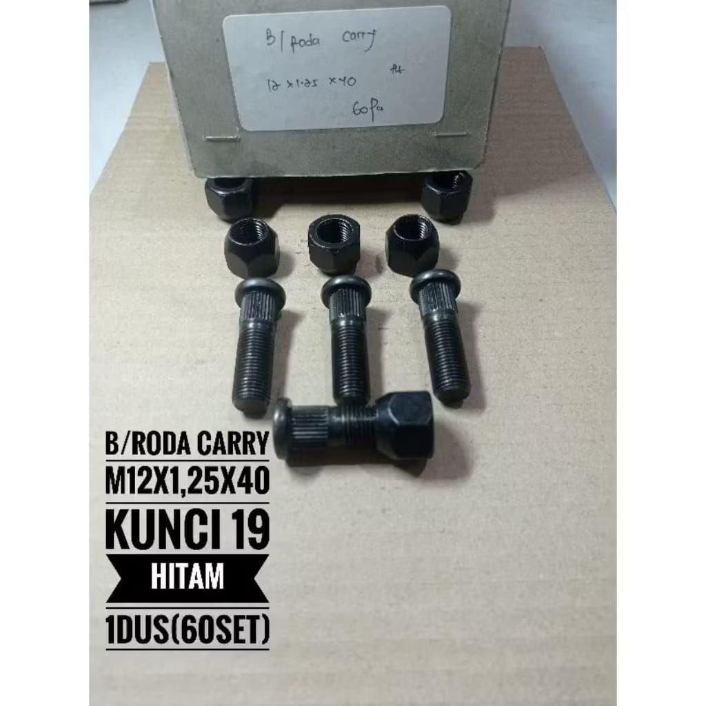 baut roda mobil suzuki carry 12x1,25x40 paket (60set)kunci 19