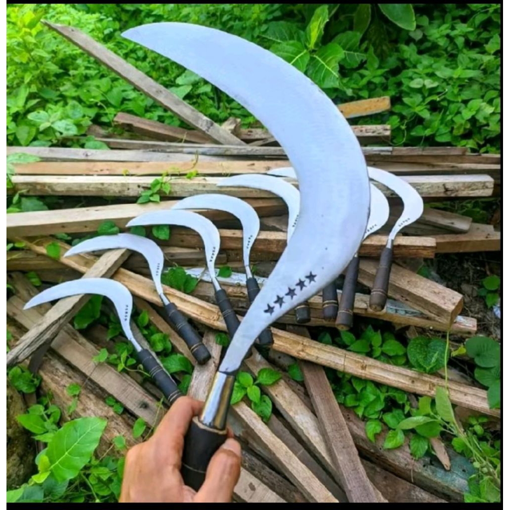 arit rumput cap bintang lima, sabit baja asli