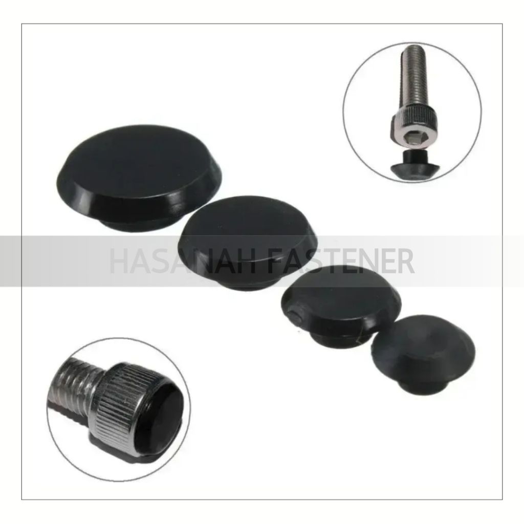 Tutup Baut L Ukuran Kunci L4 Plastik PE Hitam