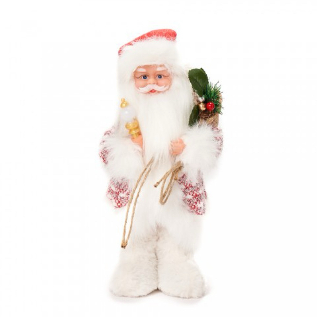 Boneka Santa Elektrik Gerak Lampu Musik 30cm / Jubah Merah Tali