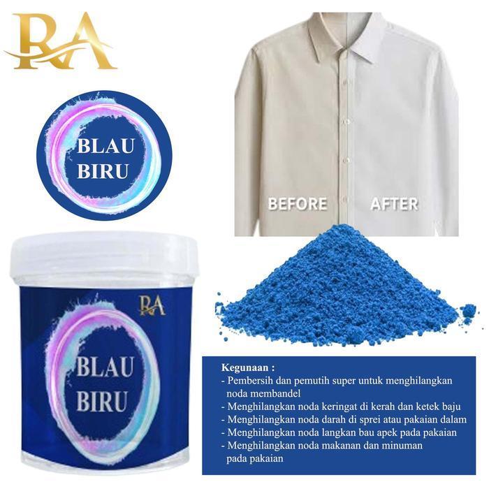 Blao Cuci Pakaian Tradisional Serbuk Blao Bubuk Biru 50gr Mencerahkan & Memutihkan Pakaian Putih Coc
