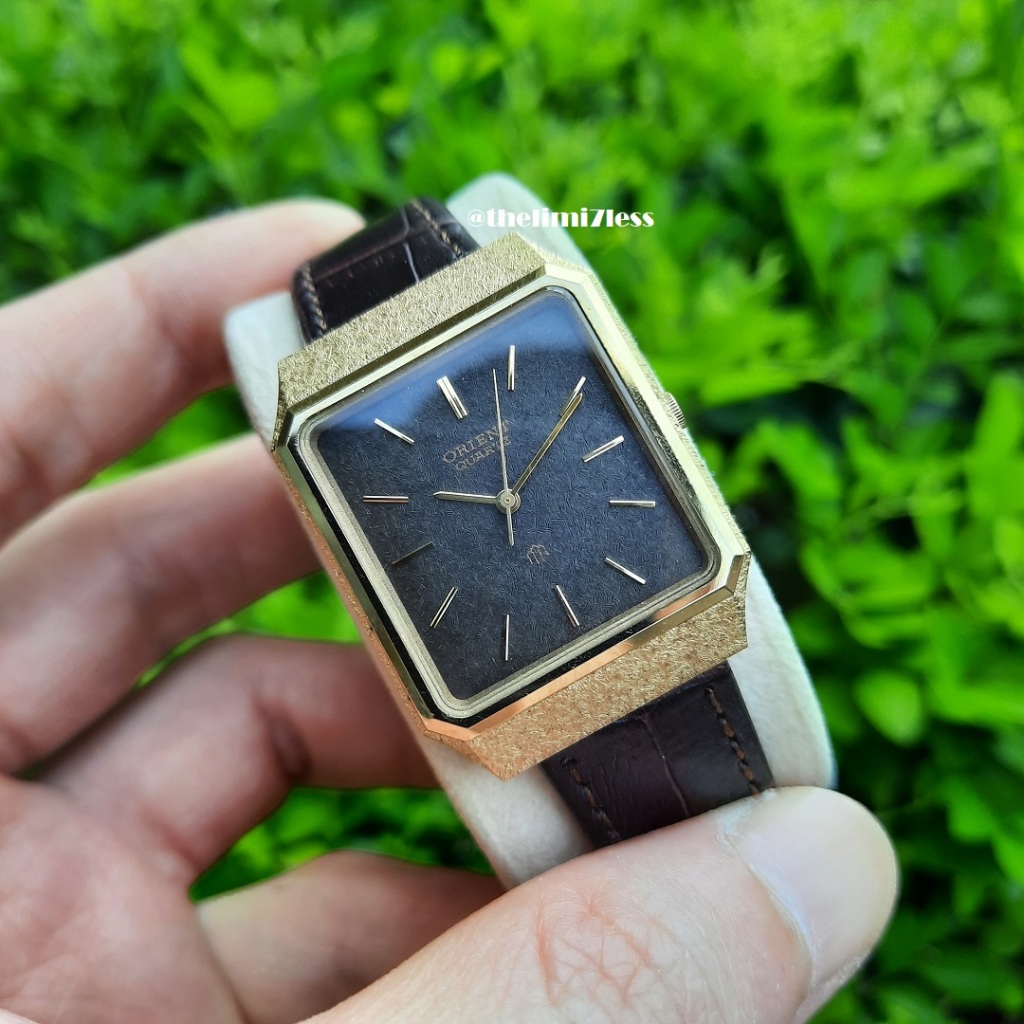 Jam tangan Orient quartz GP tank gold plated dgn gold snow dial made in japan ref IT 585938 - 40 CS