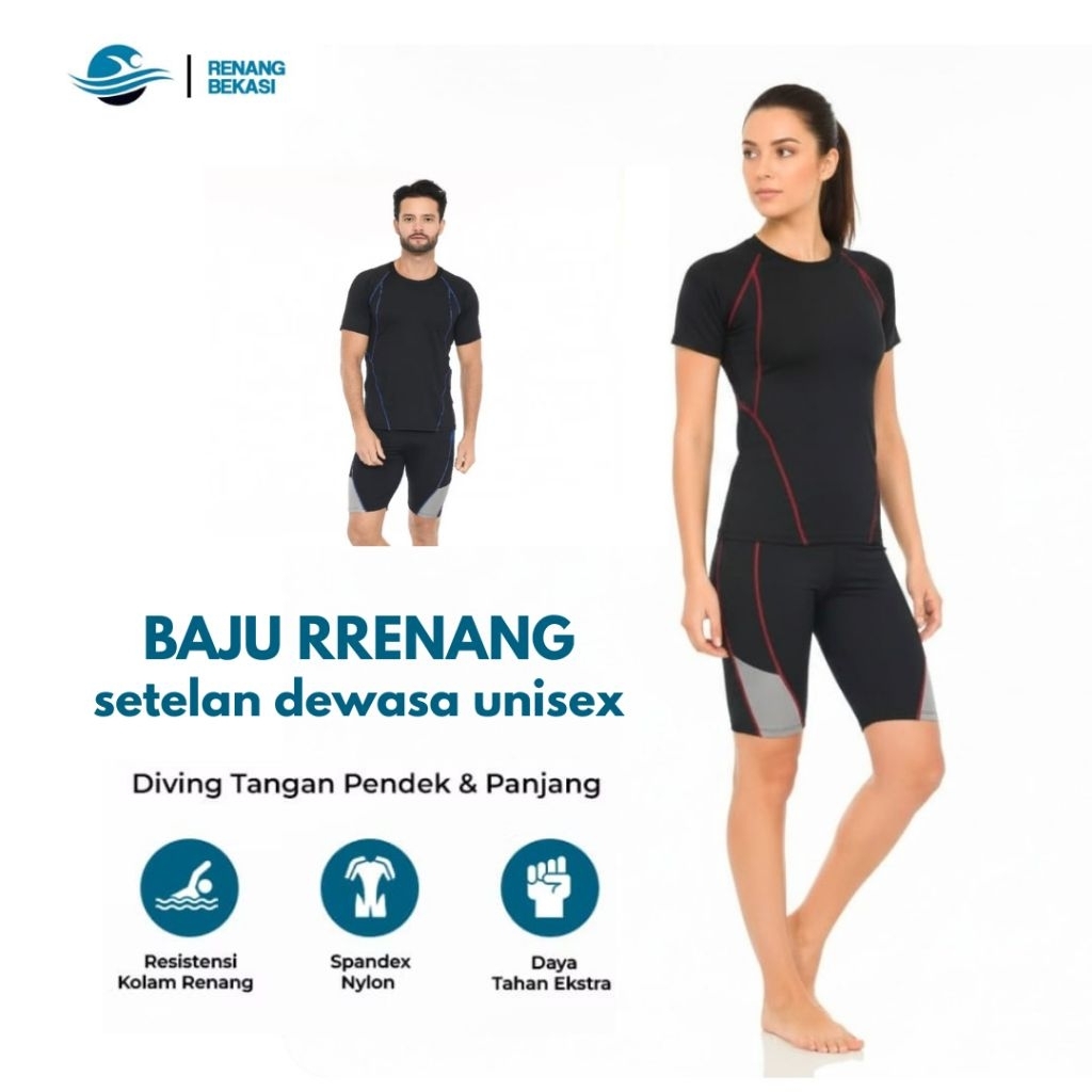 Baju renang dewasa pria wanita setelan unisek spandex premium / HI sport baju renang setelan dewasa 