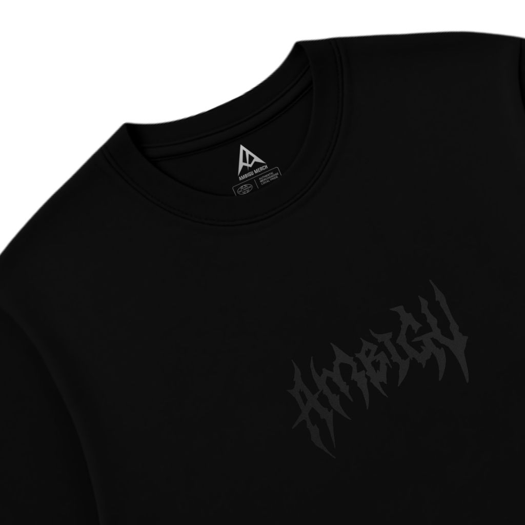 AMBIGU - Kaos Distro Cowok Cewek Lengan Pendek Hitam Reflektive Series Original