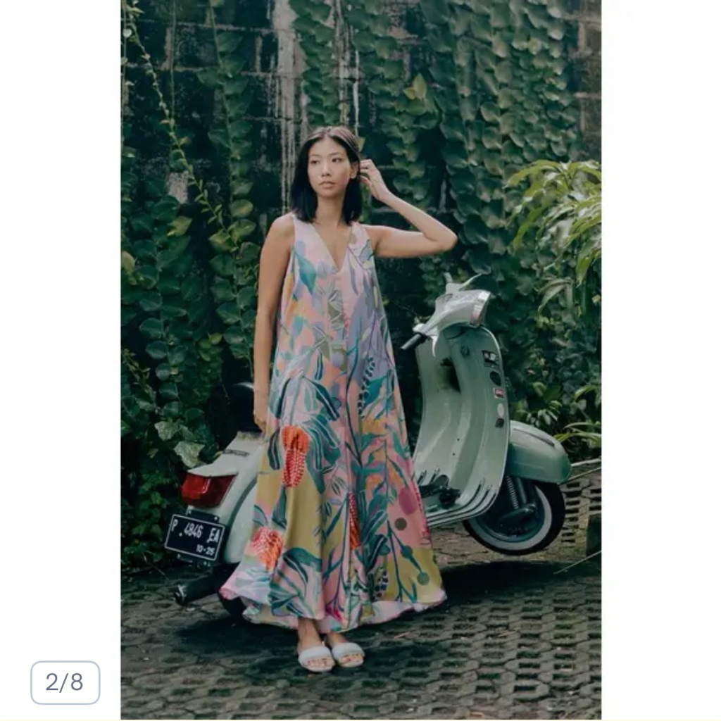 Preloved Kyrra - Piper Jumpsuit Big Print Dress warna Blush size S-M