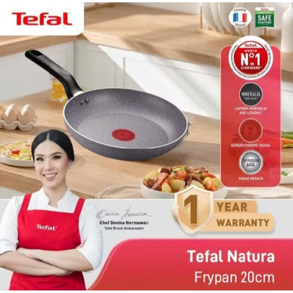 Tefal Natura Frypan 20 cm - Tefal Wajan Anti Lengket Natura 20 cm
