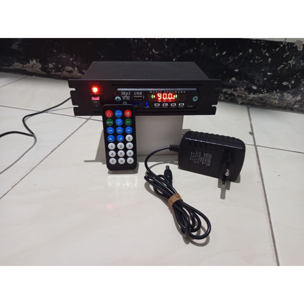 Ampli stereo 12v rakitan + adaptor