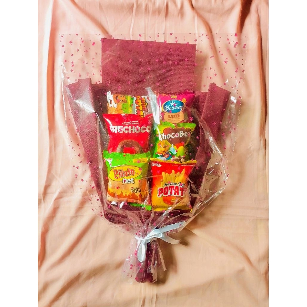 BUKET SNACK MURAH 20RB JUMBO 50CM / BUKET JAJAN WISUDA ULTAH READY STOK
