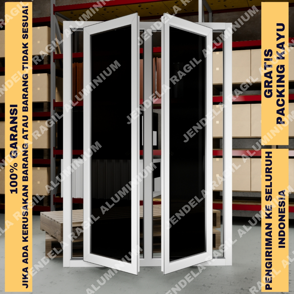 Jendela 2 Daun Aluminium Swing Polos Ukuran Tinggi 180 x Panjang 120 Cm (180x120) Garansi 100%