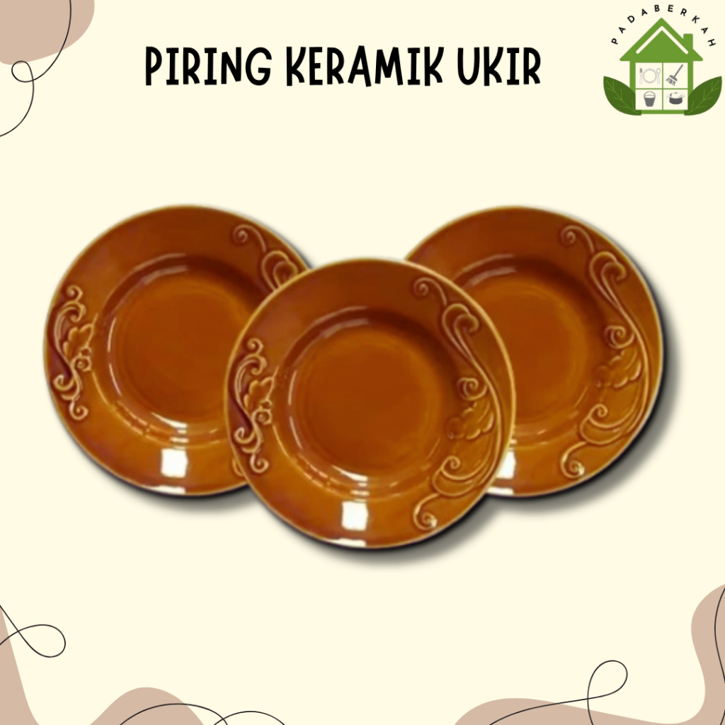 Piring Keramik Piring Ukir Piring Lucky Piring Makan Ukir Piring Makan 12 Pcs
