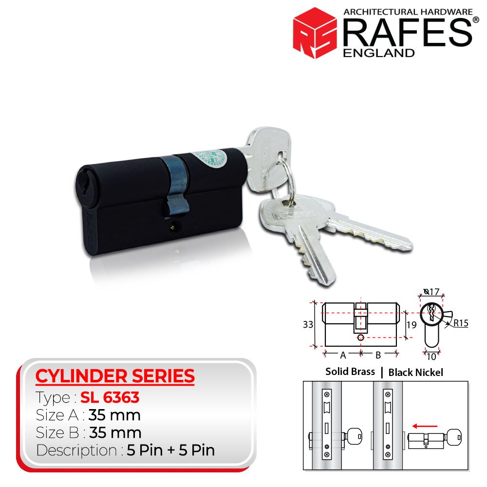 Silinder RAFES ENGLAND Kunci Pintu Rumah Kuningan Double Cylinder Brass