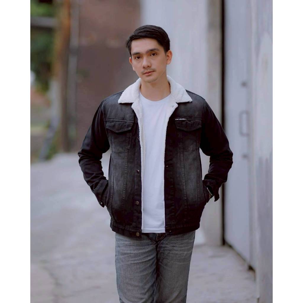 Denim Jacket - Jaket Jeans Puring Sherpa Tebal - Jaket Levis Pria