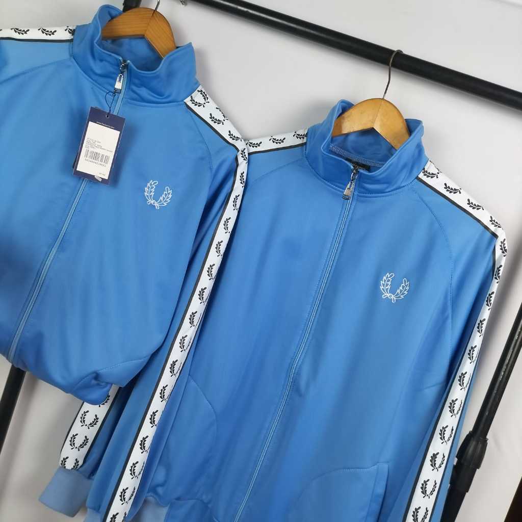 Freed Perry Jacket Tracktop Blue Aesthetic Basic Distro 100% Original - Jacket Pria Logo Bordir