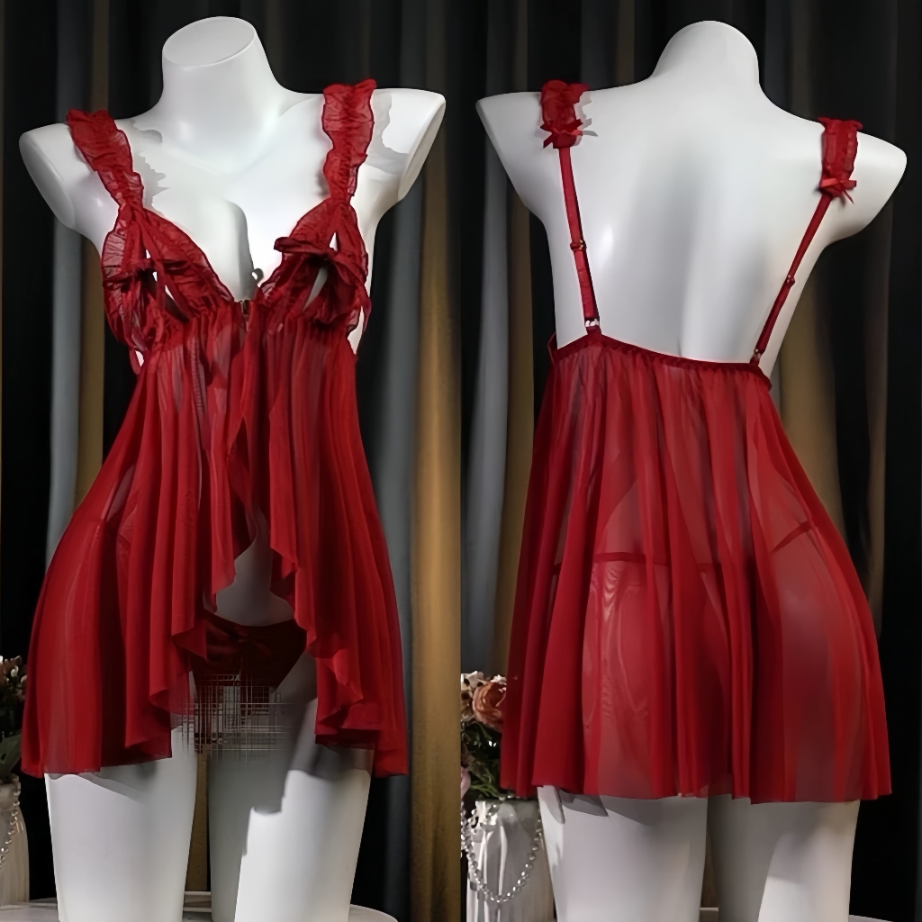 Sleepwear Sexy Lingerie Jumbo Baju Tidur Sexy Lingerie Wanita / Lingerie Dress Baju Sexy Bahan Trans