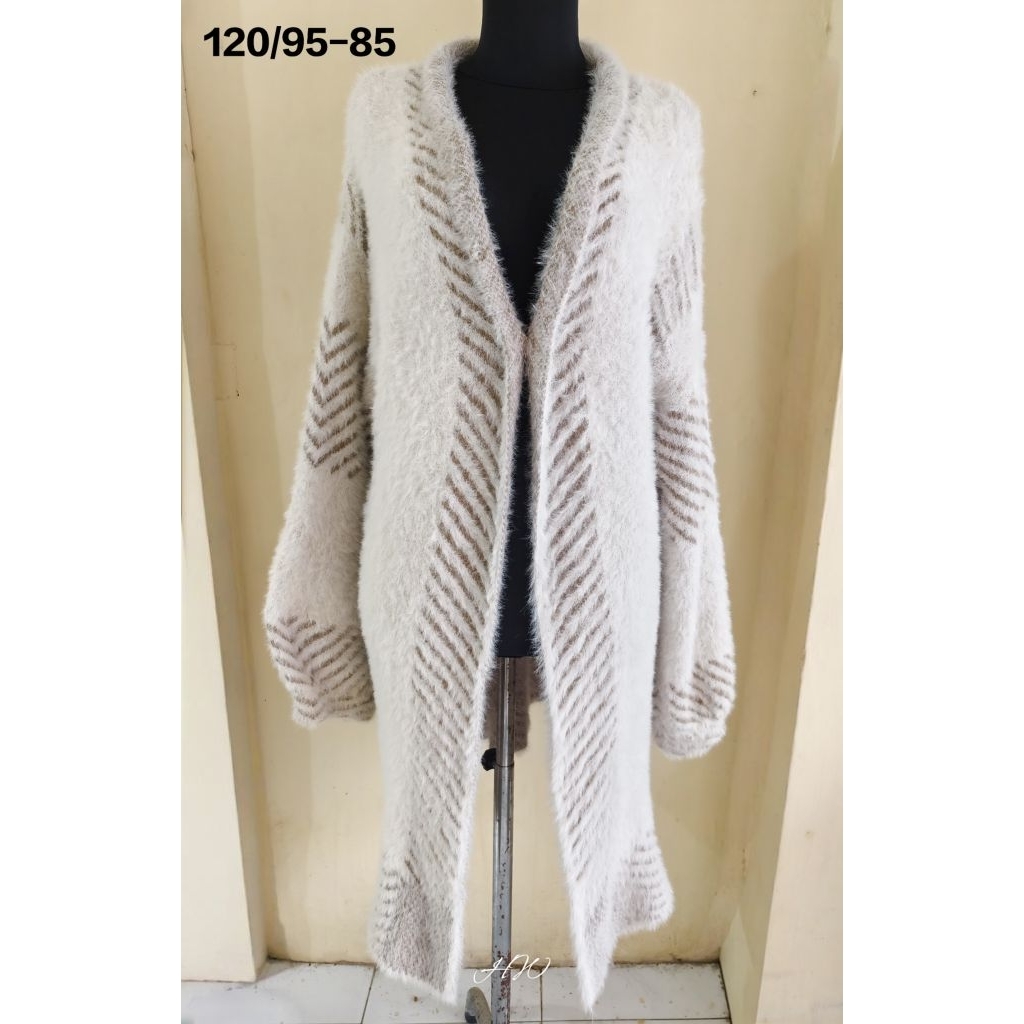 Long Outer Fuzzy Lengan Balon Bulu Kapas Motif