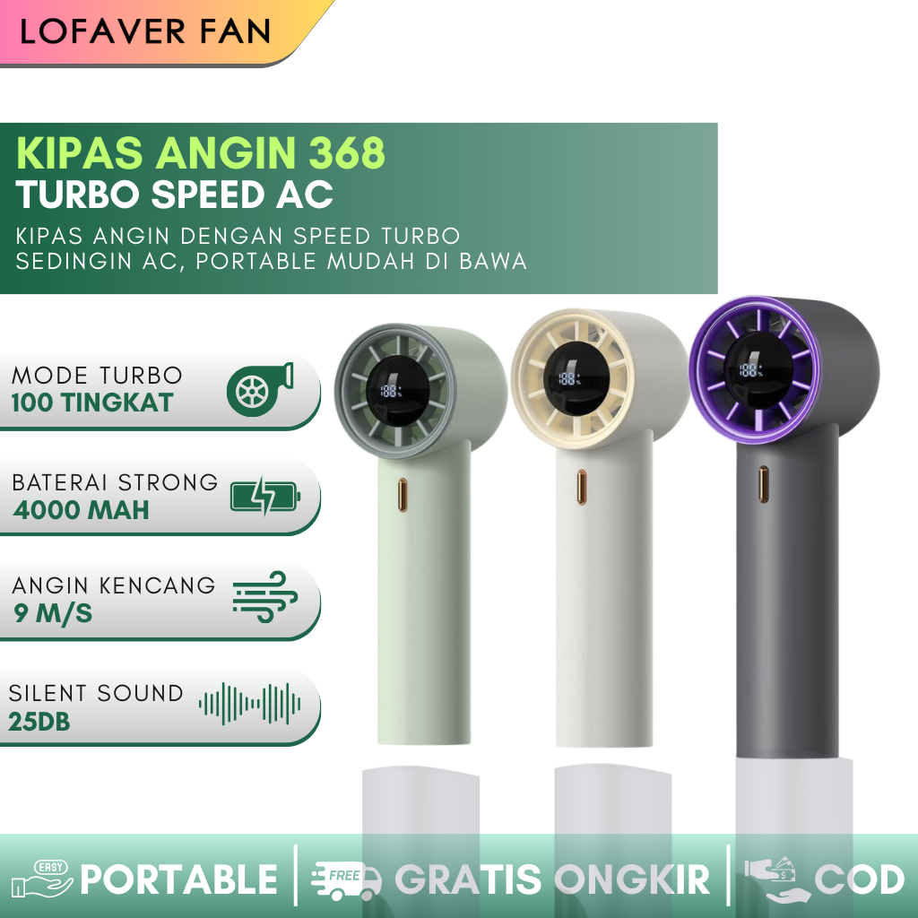 LOFAVER FAN-Kipas Angin Kecil Kipas Angin Mini Fan Mini Portable Super Kencang Outdoor-368