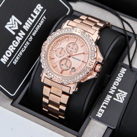MORGAN MILLER - Jam Tangan Wanita Rantai Stanliess Tanggal Aktif