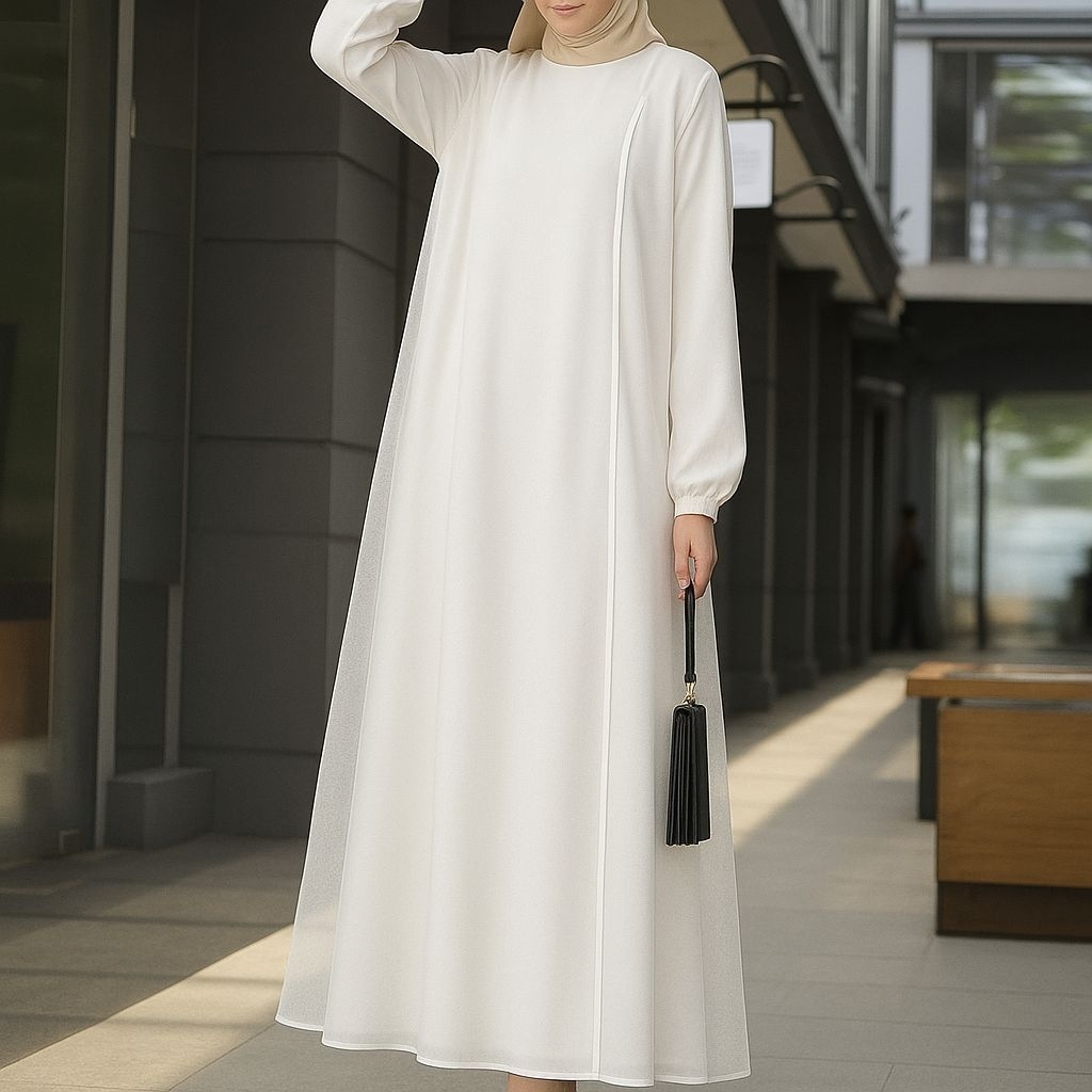 Pastelo Marwah Series Gamis Silk Putih