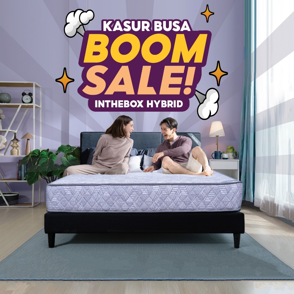 Kasur Busa Empuk Ergonomis IN THE BOX Hybrid - Free Bantal Garansi 10 Tahun
