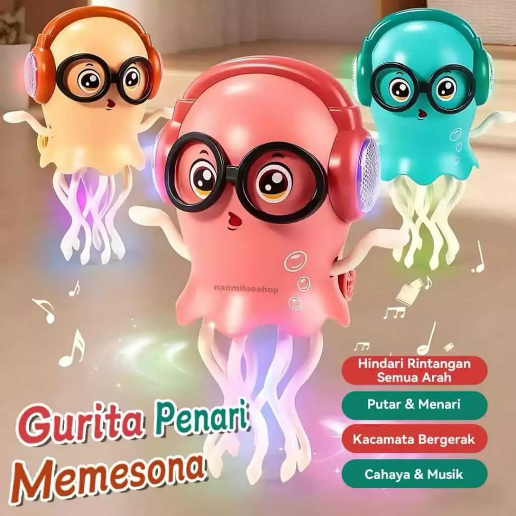 1240 mainan ubur ubur lucu menari anak anak / mainan gurita menari lampu musik anak anak / mainan ub