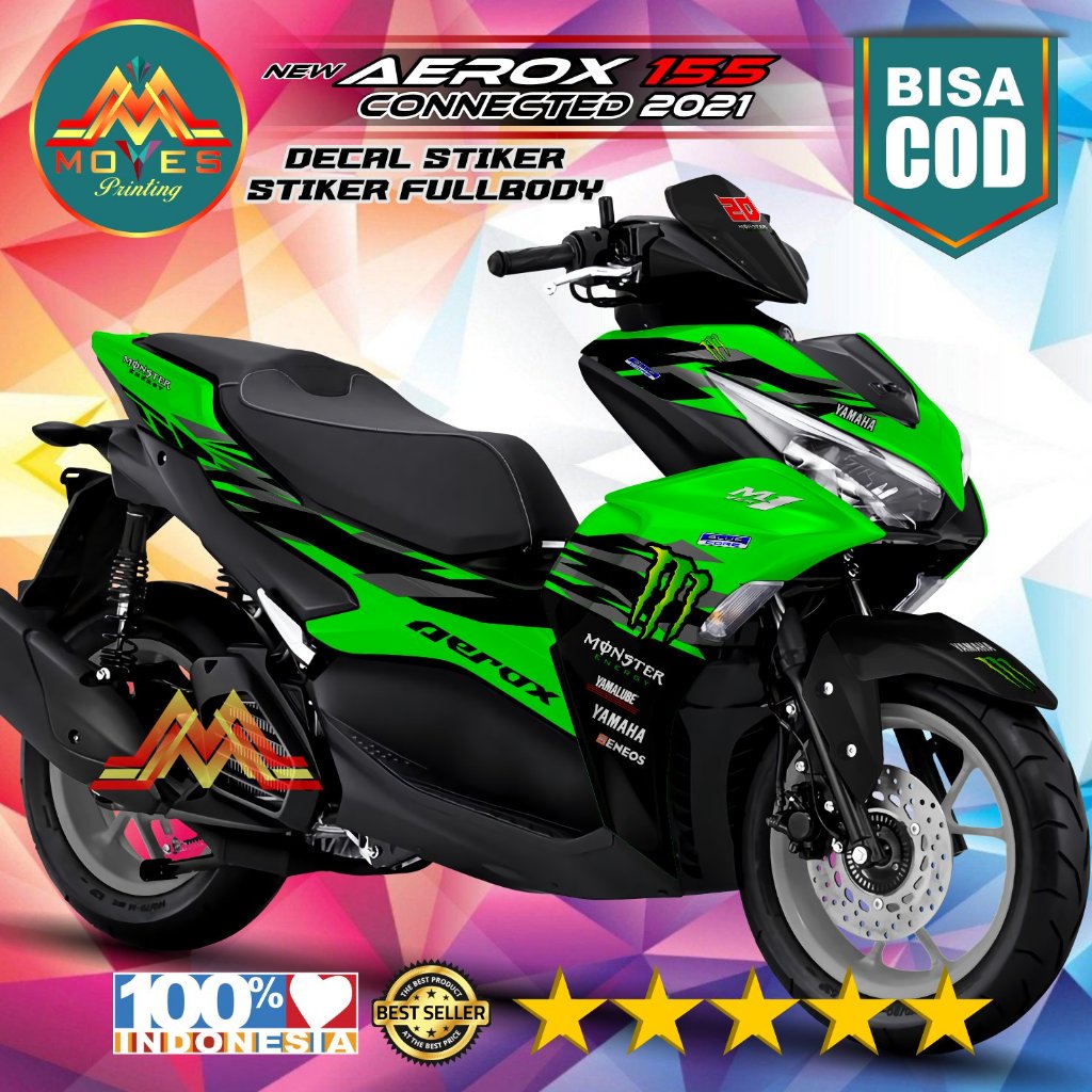Decal new Aerox 155 connected 2021full body / stiker decal variasi monster racing