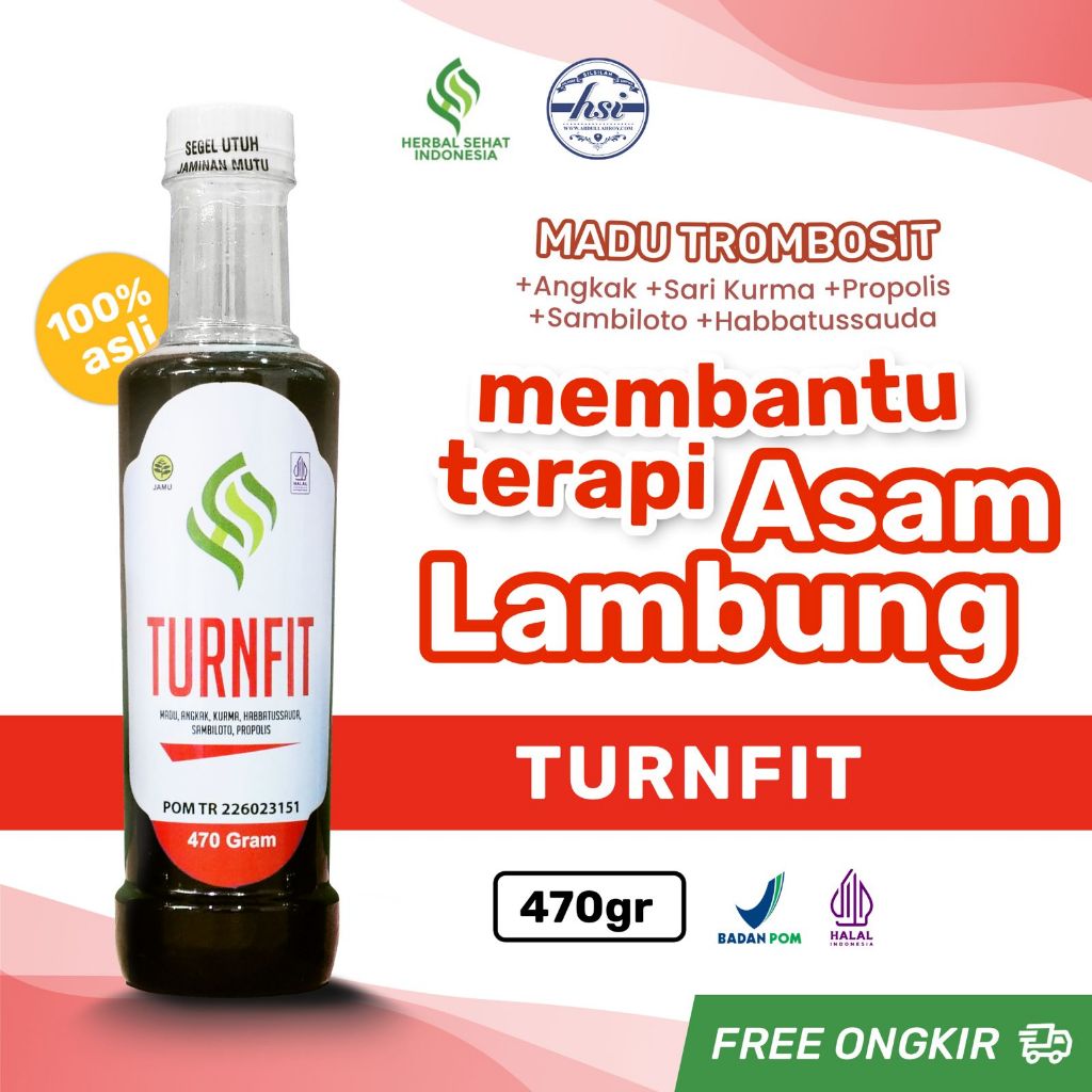TurnFIT Madu Herbal 470gr - Angkak + Sarikurma | Support Trombosit & Kesehatan Lambung | BPOM