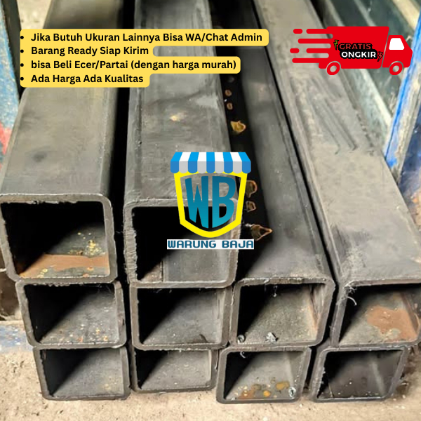 Hollow Hitam 50 x 50 x panjang 6 meter - holo hitam - besi murah - warung baja -  hollow hitam 50x50