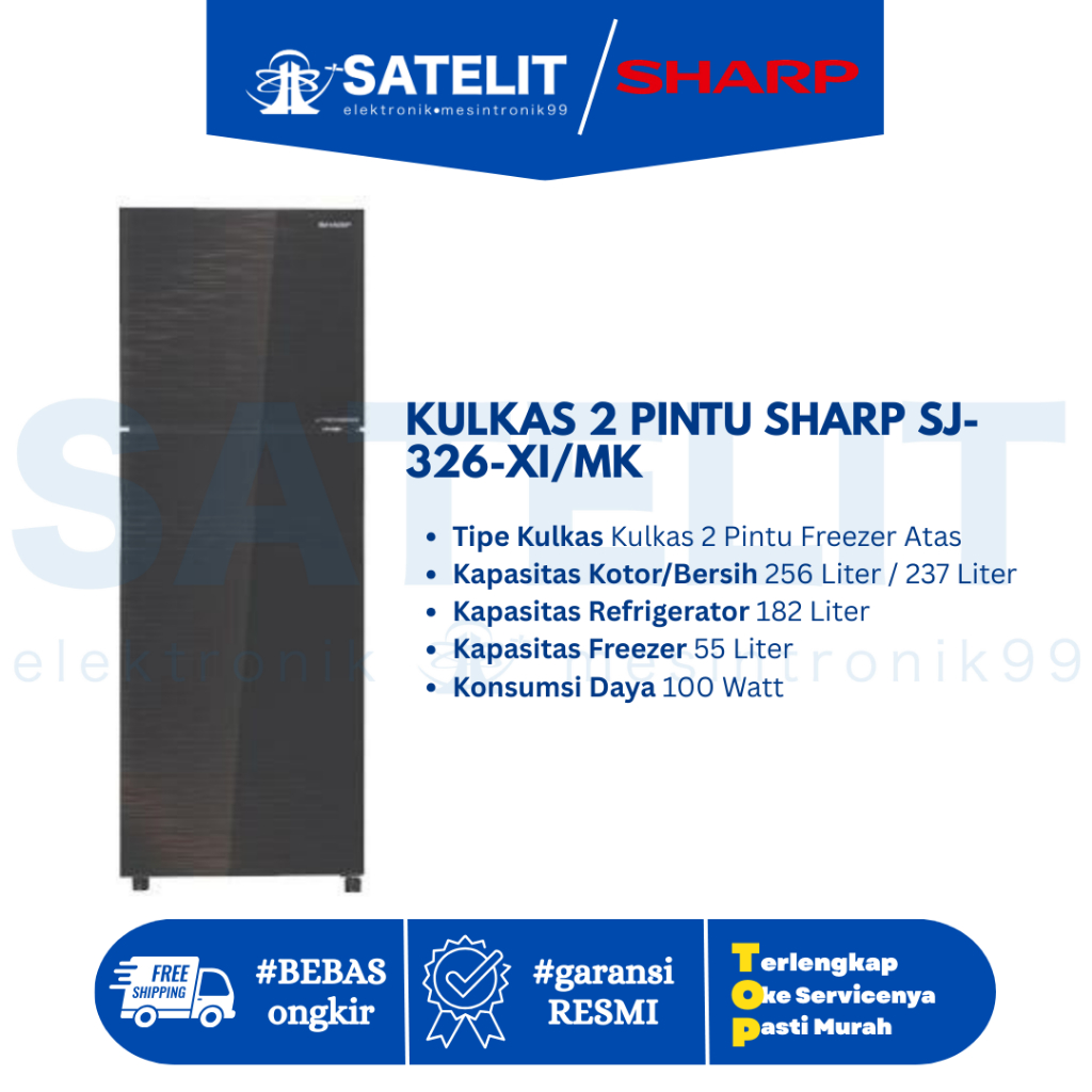 KULKAS / REFRIGERATOR / LEMARI ES 2 PINTU SHARP SJ-326XI-MK