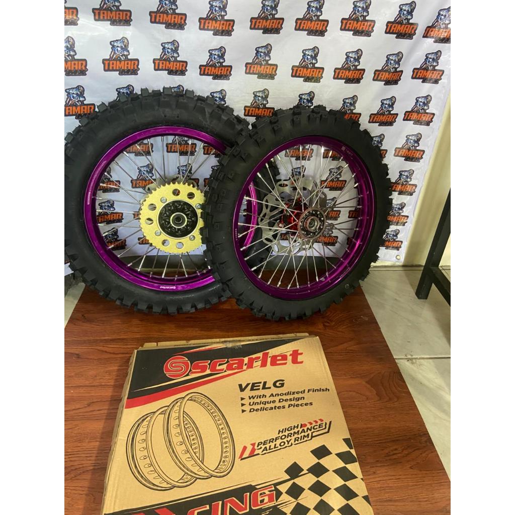 Wheelset RBT Tromol KLX Ring 17 Velg Scarlet 160/185 Ban Primax Godzilla Type Trabas