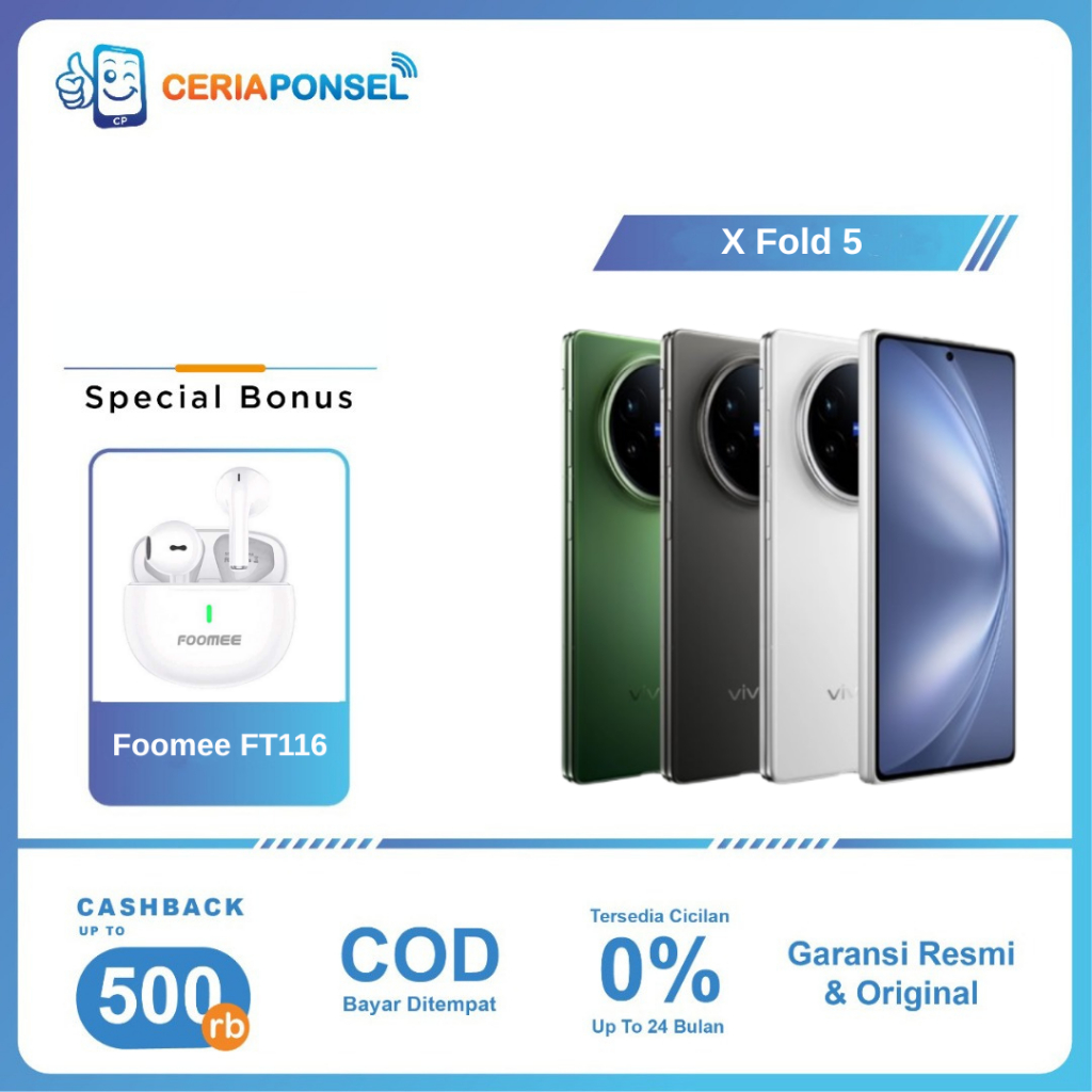 Vivo X Fold 5 5G 16/512GB Snapdragon 8 Gen 3 AMOLED 50MP 6000mAh | Garansi Resmi Vivo Indonesia 1 Ta