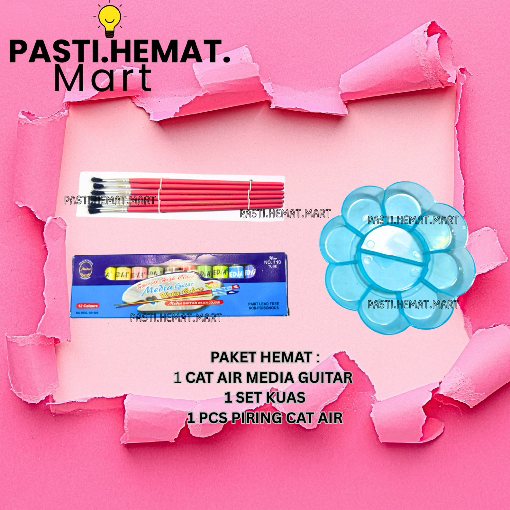[3in1] 1 Set Cat Air Media Guitar / 1 PCS Pallet Cat Air / 1 Set Kuas Lukis