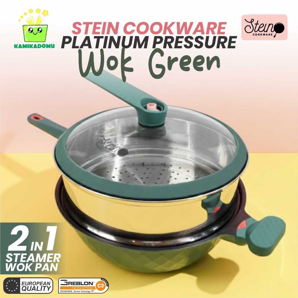 KAMIKADOMU - Stein Cookware Platinum Pressure Wok 32cm 2in1 Steamer Wok Pan Anti Lengket Bebas Baret