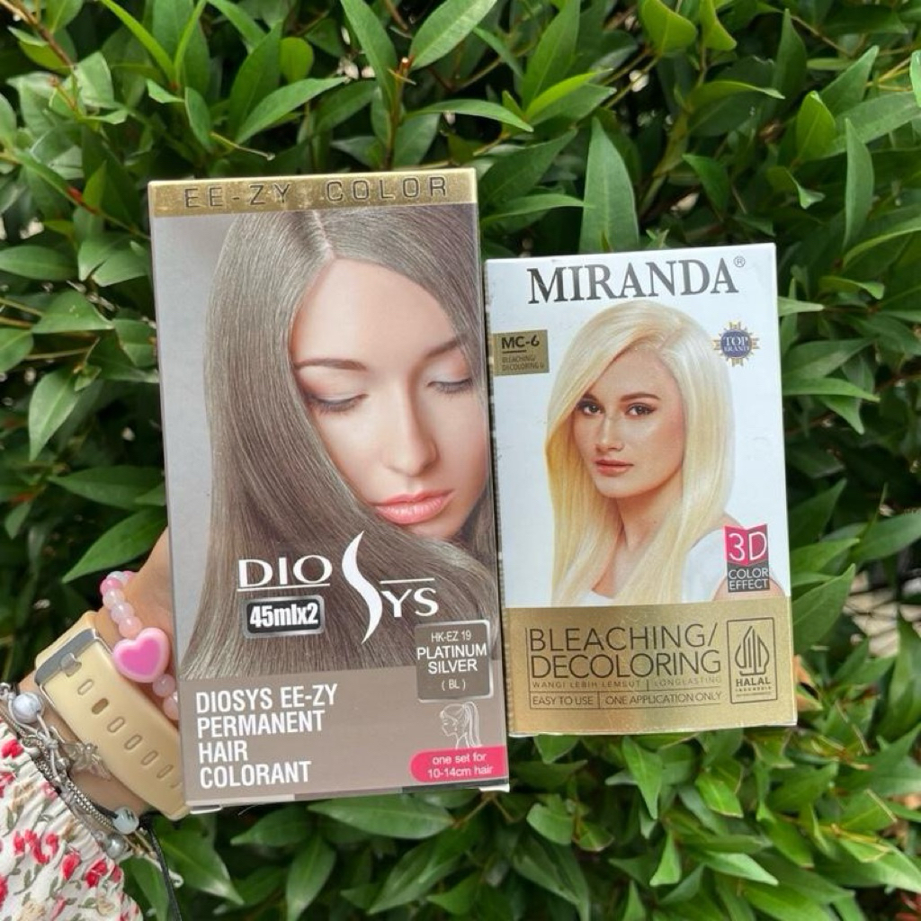 PROMO Paket Cat Rambut Diosys Platinum Silver 45 ml + Bleaching 30g+30ml