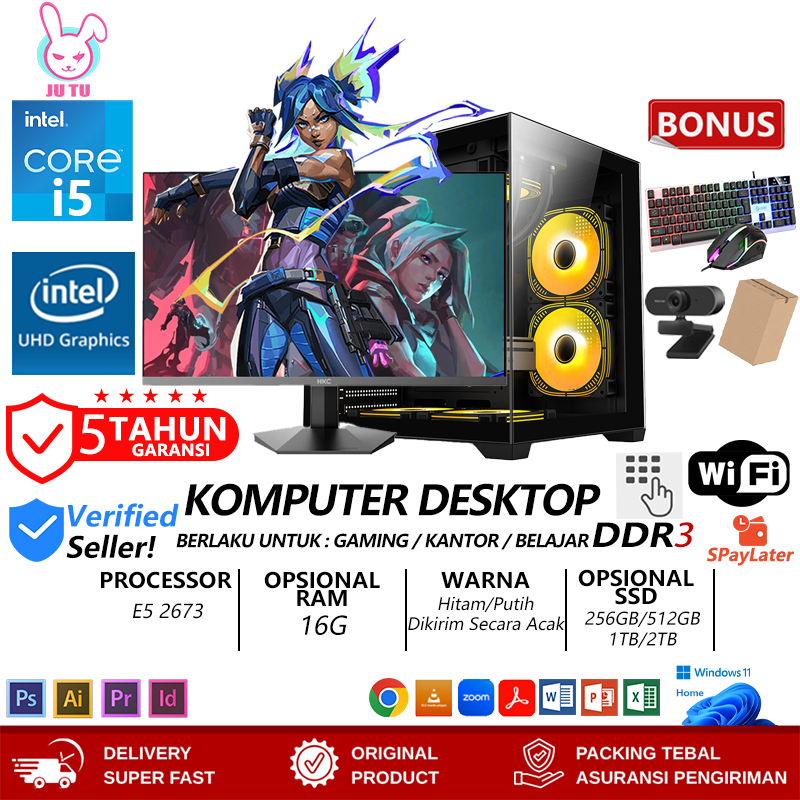 JT PC 12-Intel PC Gaming Full Set RTX3050M VGA Komputer Desktop Mendukung WIFI/Bluetooth Untuk Rumah