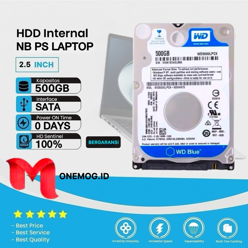 Hardisk 500GB WD Blue Internal Sata 2.5" Slim Baru Promo Hdd 500GB / Hardisk Laptop 320GB WD