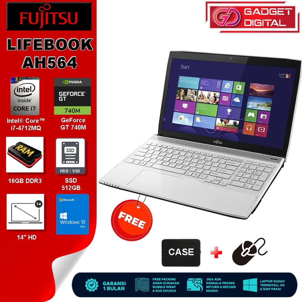 Laptop Fujitsu Lifebook AH564 Core i7-4712MQ GeForce GT720M | 16GB / SSD 512GB | 15.6" HD