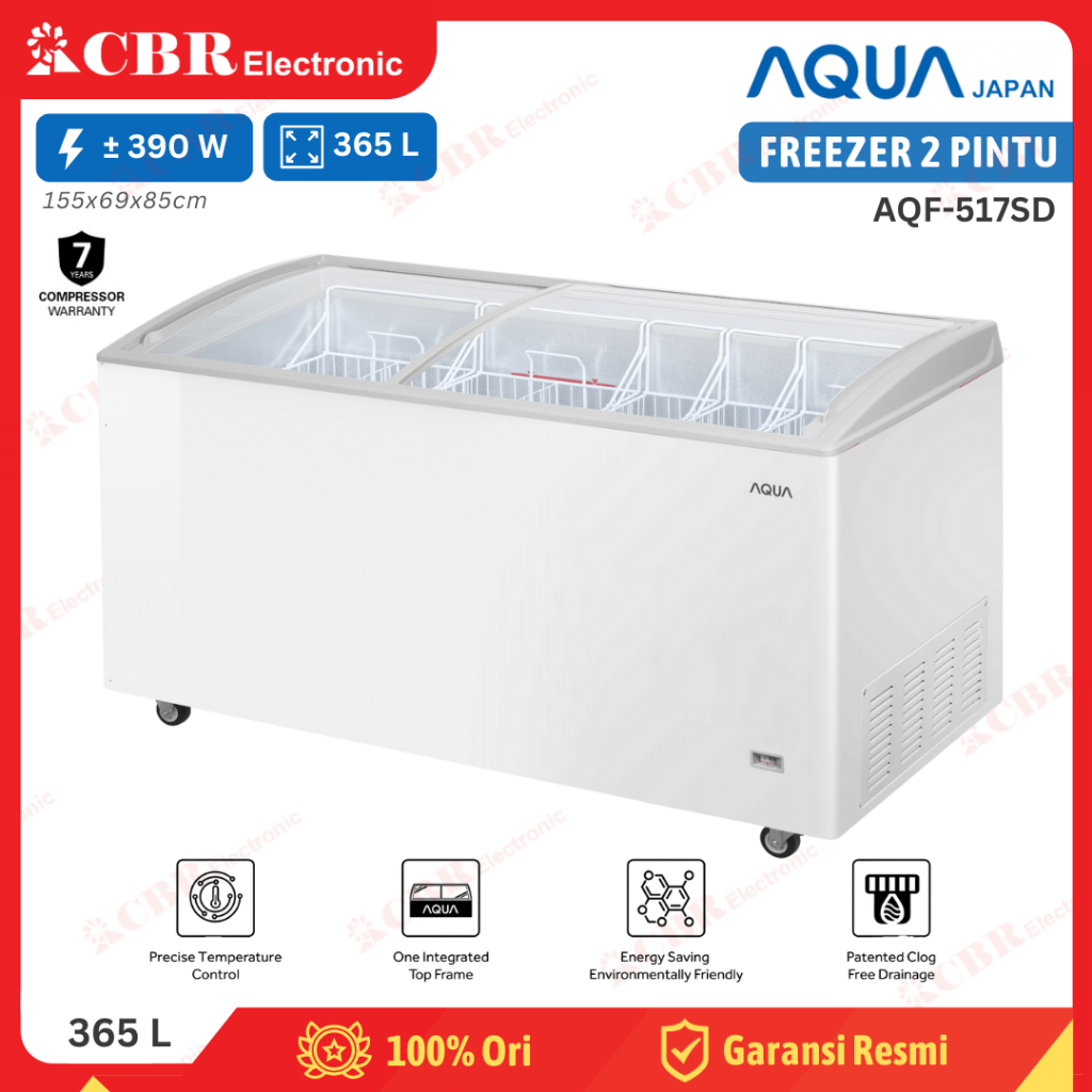 FREEZER SLIDE AQUA AQF-517SD (Sliding Freezer) 365L