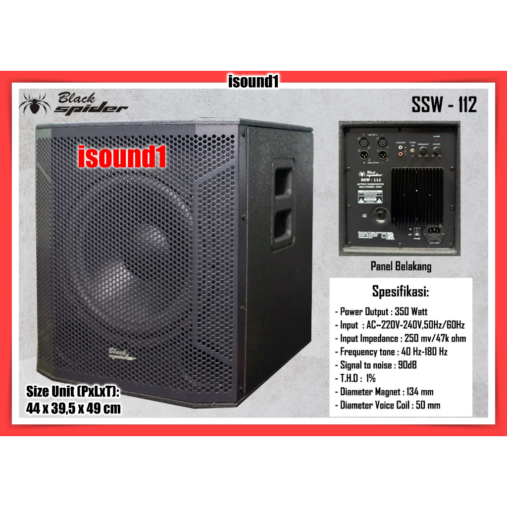 SUBWOOFER AKTIF BLACKSPIDER SSW 112 BLACK SPIDER 12 INCH SSW112 500 WATT