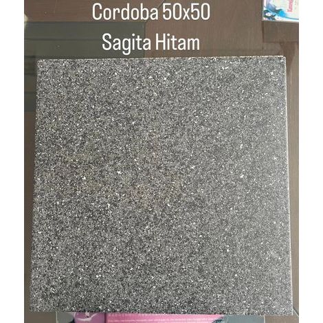 Keramik Lantai Kasar 50x50 MREK CARDOBA (SAGITA HITAM) KASAR / KESAT / ANTI SLIP - (PENGIRIMAN KHUSU