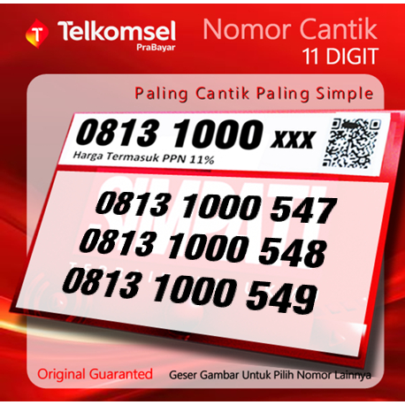 Nomor Cantik Telkomsel 11 Digit Seri 1000. 4G & 5G Support. Free Kuota 3GB