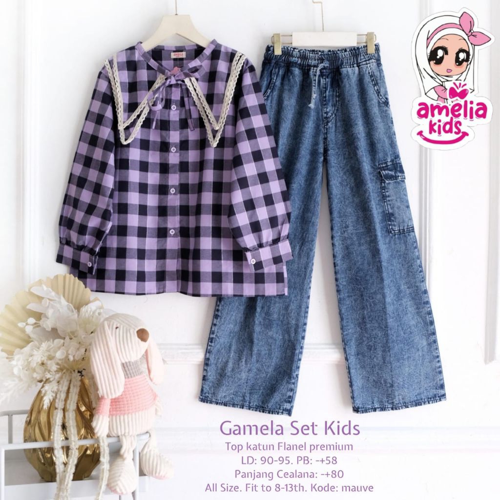 [ ata.id kids ] Gamelan setelan celana jeans anak perempuan by Amelia kids