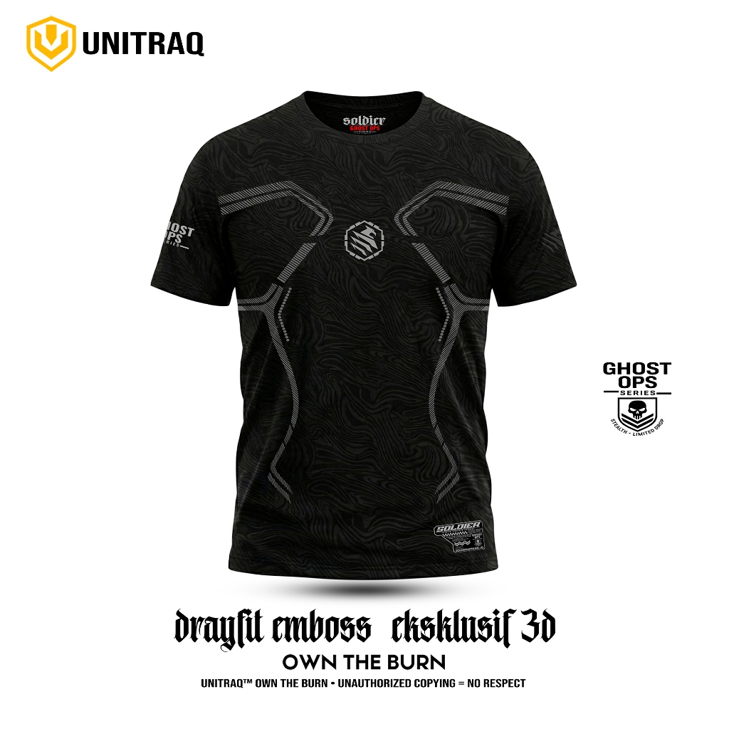 Kaos Drayfit Emboss  Eksklusif  3D sablon timbul– GHOST OPS Series | Reflektif
