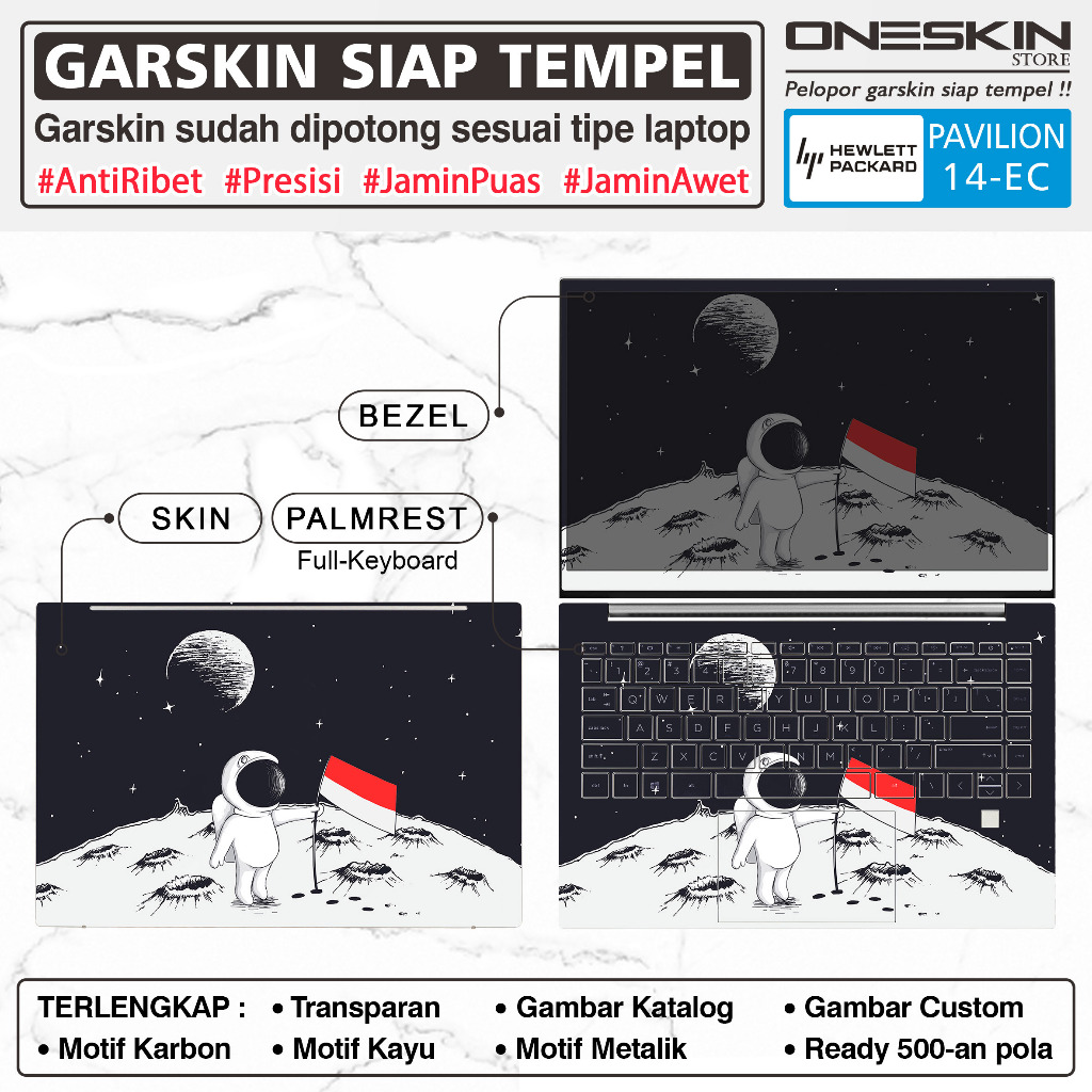Precut Garskin Sticker Laptop Skin Perfect Fit Kompatibel dengan HP Pavilion 14-ec ec0007au ec0008au