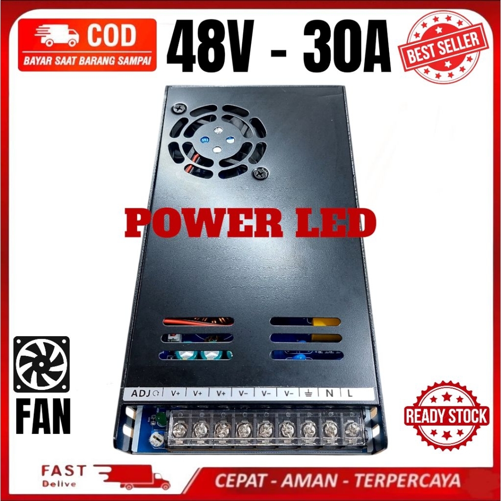 POWER SUPPLY SWITCHING 48V 30A SLIM ADAPTER 30A 48V MURNI BODY BLACK