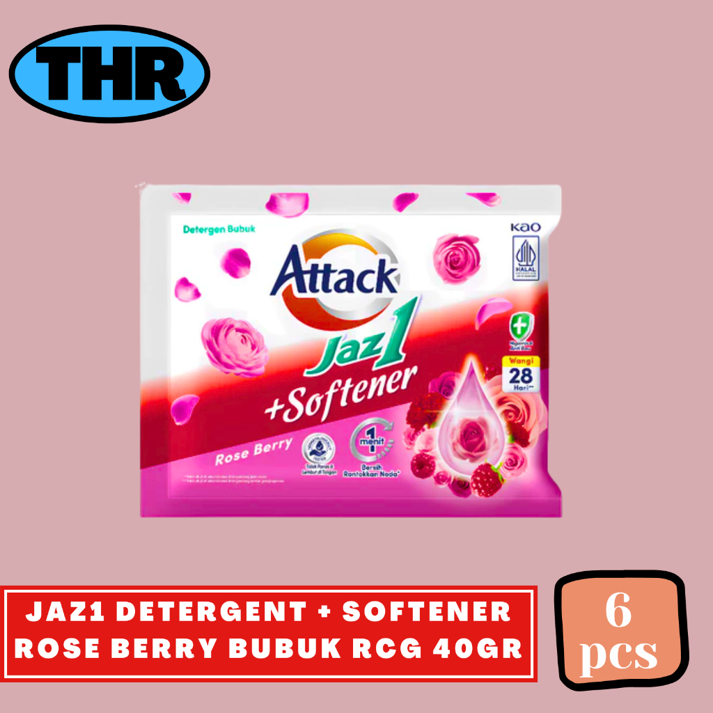Attack Jaz1 Detergen + SOFTENER Bubuk 40gr 1 Renceng isi 6pcs (sachet)