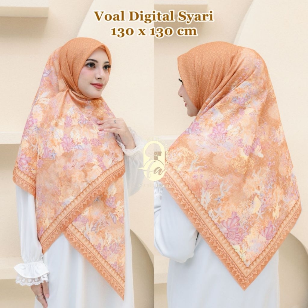 Hijab Segi empat Voal Motif Syari uk 130 x130 / hijab segi empat syar'i motif voal sublim